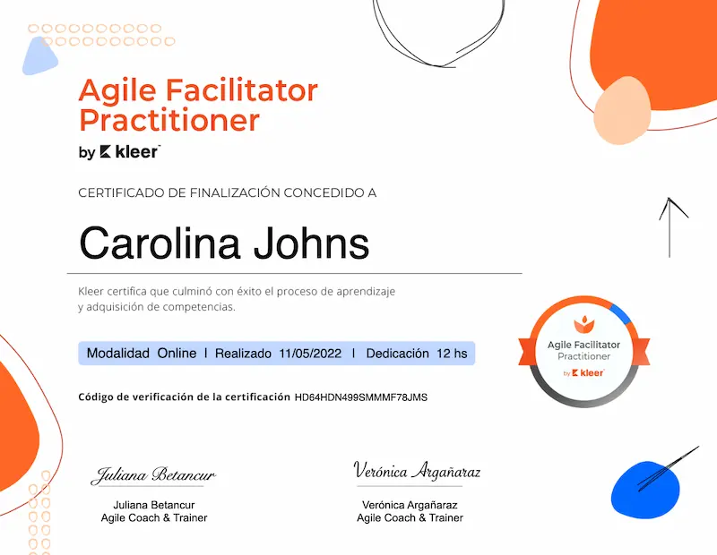 Certificado Agile Facilitator Practitioner